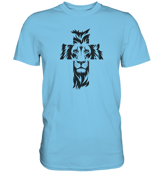 Der Löwe im Kreuz – Mut und Gnade vereint | Christliche Kleidung - Premium Shirt - Unisex-Shirts - Sky Blue - GfoitMa