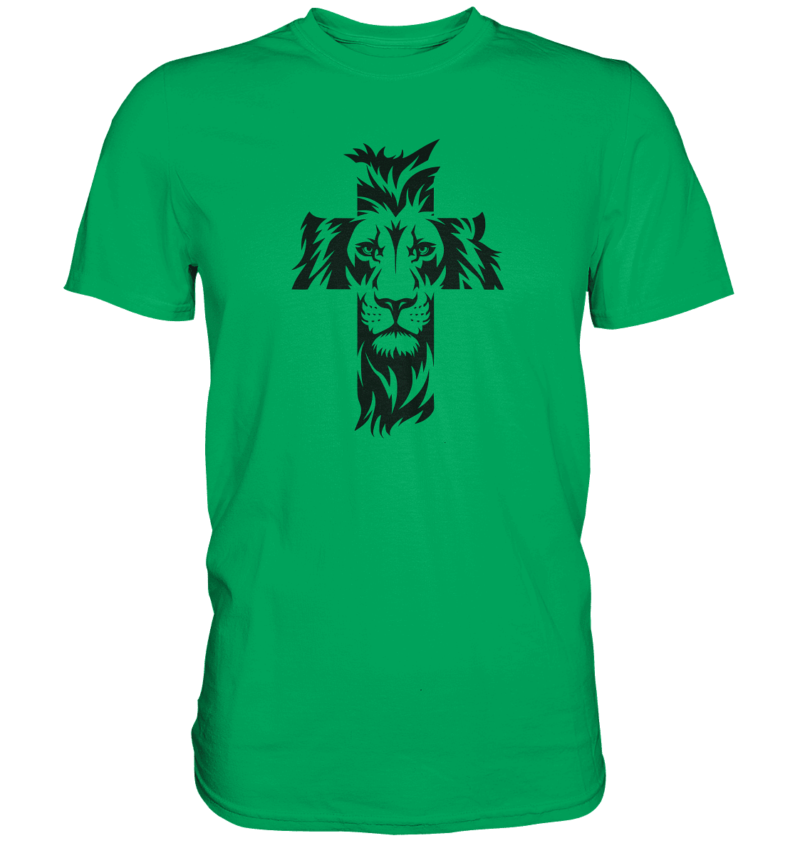 Der Löwe im Kreuz – Mut und Gnade vereint | Christliche Kleidung - Premium Shirt - Unisex-Shirts - Kelly Green - GfoitMa