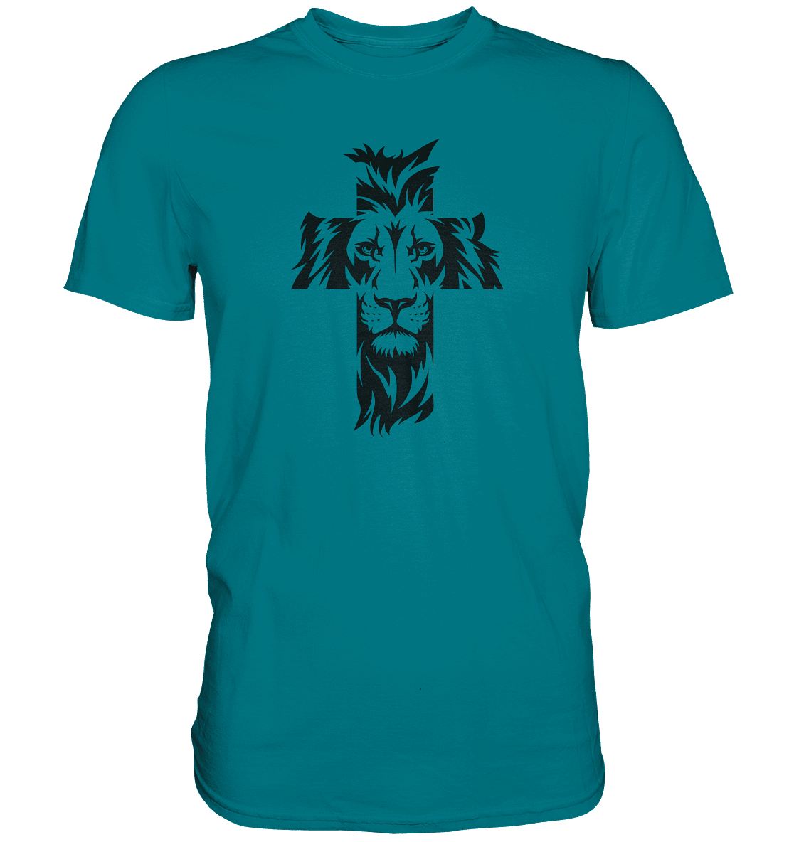 Der Löwe im Kreuz – Mut und Gnade vereint | Christliche Kleidung - Premium Shirt - Unisex-Shirts - Diva Blue - GfoitMa