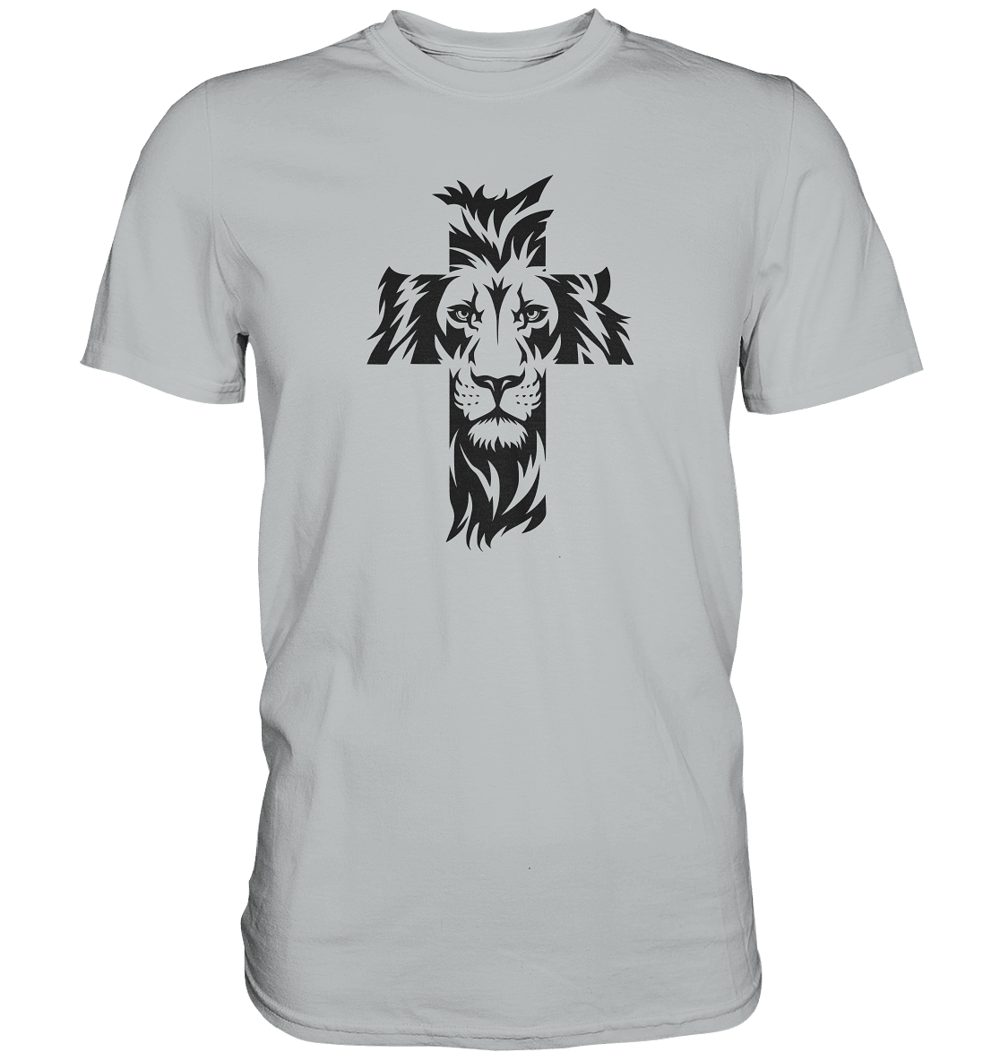 Der Löwe im Kreuz – Mut und Gnade vereint | Christliche Kleidung - Premium Shirt - Unisex-Shirts - Pacific Grey - GfoitMa