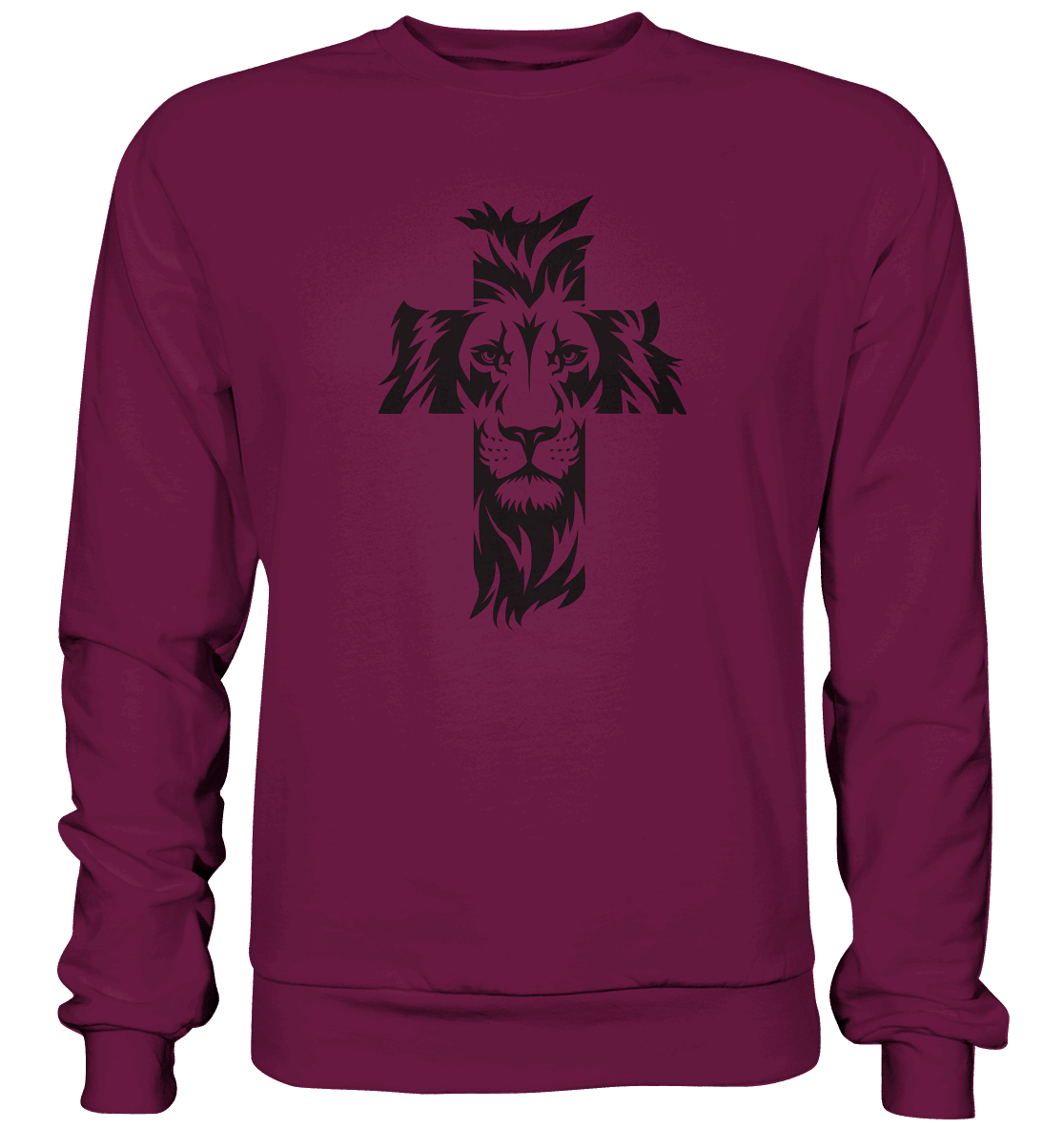 Der Löwe im Kreuz – Mut und Gnade vereint | Christliche Kleidung - Premium Sweatshirt - Sweatshirts - Burgund - GfoitMa