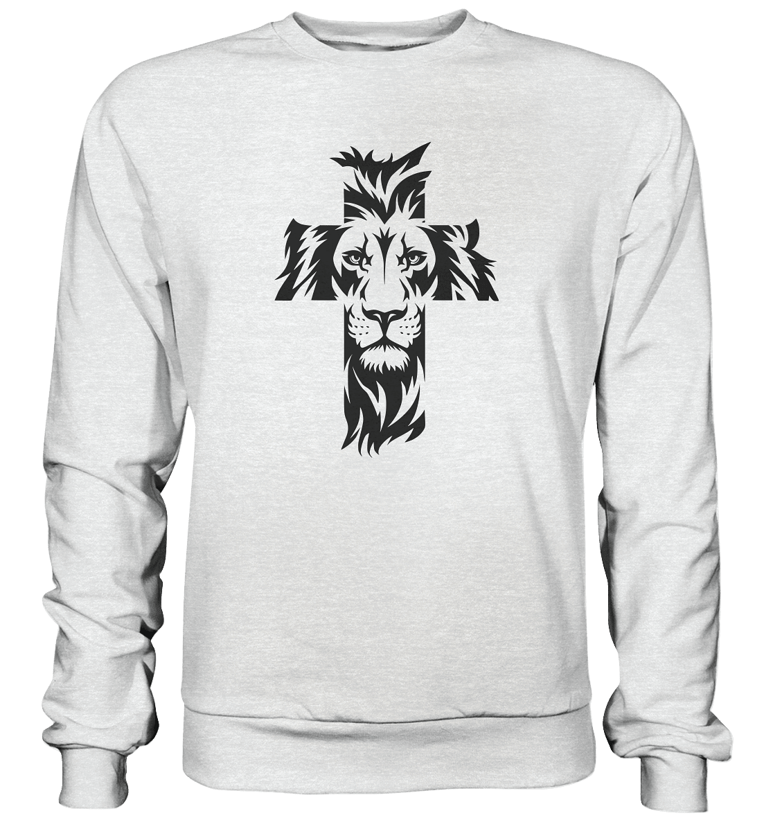 Der Löwe im Kreuz – Mut und Gnade vereint | Christliche Kleidung - Premium Sweatshirt - Sweatshirts - Heather Grey (meliert) - GfoitMa