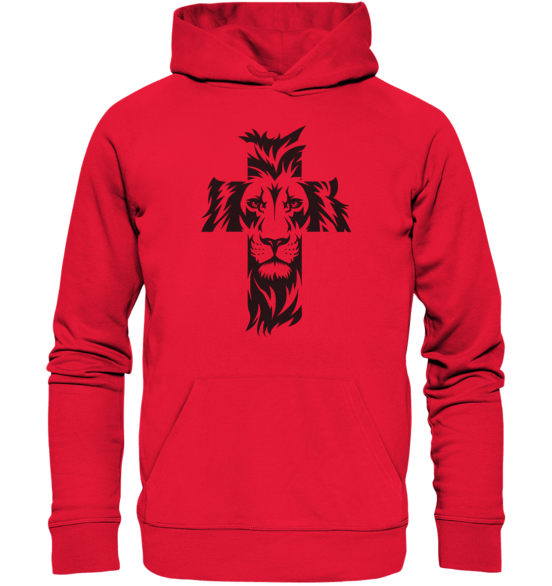 Der Löwe im Kreuz – Mut und Gnade vereint | Christliche Kleidung - Premium Unisex Hoodie - Hoodies - Rot - GfoitMa