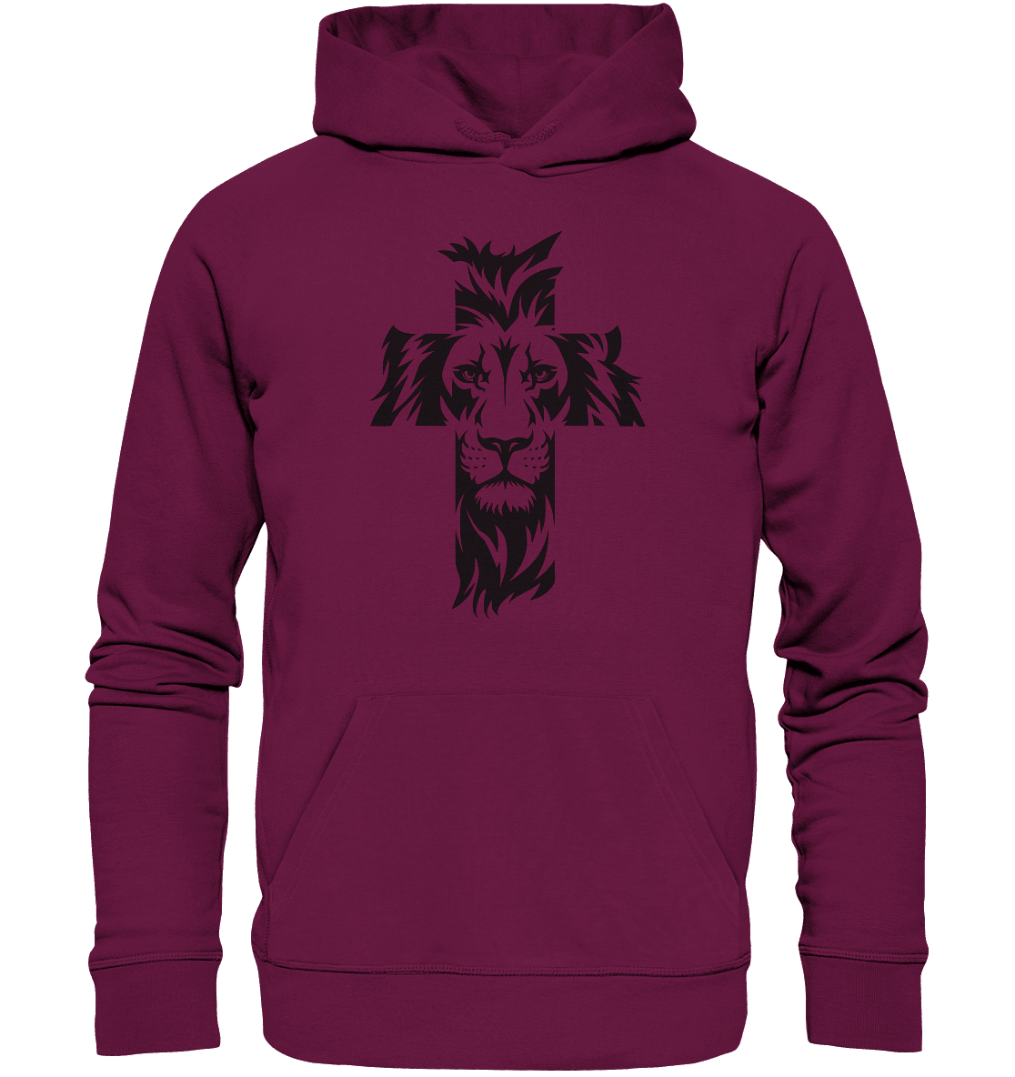 Der Löwe im Kreuz – Mut und Gnade vereint | Christliche Kleidung - Premium Unisex Hoodie - Hoodies - Burgund - GfoitMa