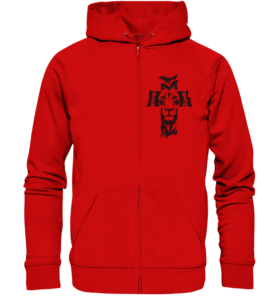 Der Löwe im Kreuz – Mut und Gnade vereint | Christliche Kleidung - Zipper - Jacken/ Zipper - Red - GfoitMa