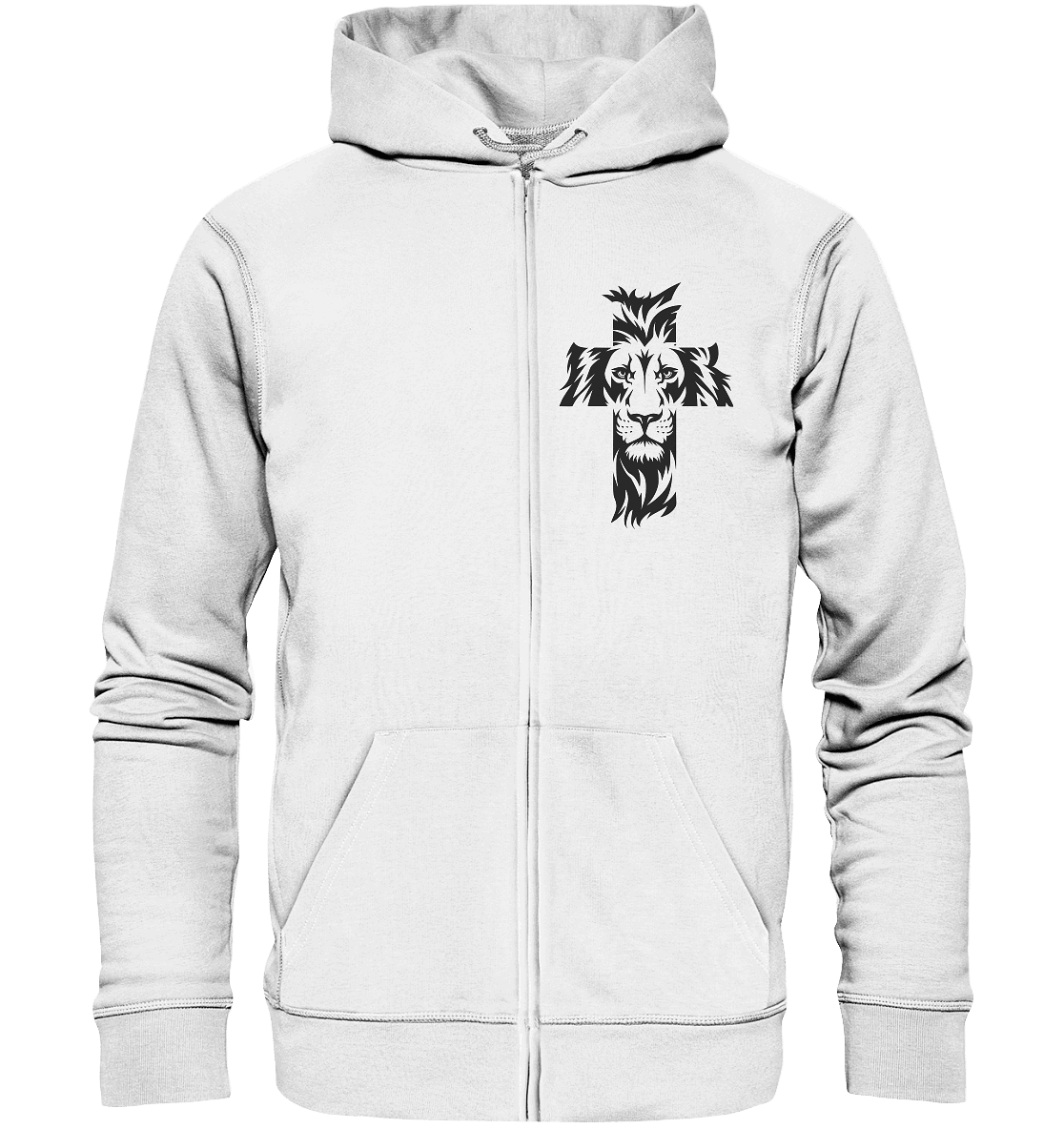 Der Löwe im Kreuz – Mut und Gnade vereint | Christliche Kleidung - Zipper - Jacken/ Zipper - White - GfoitMa