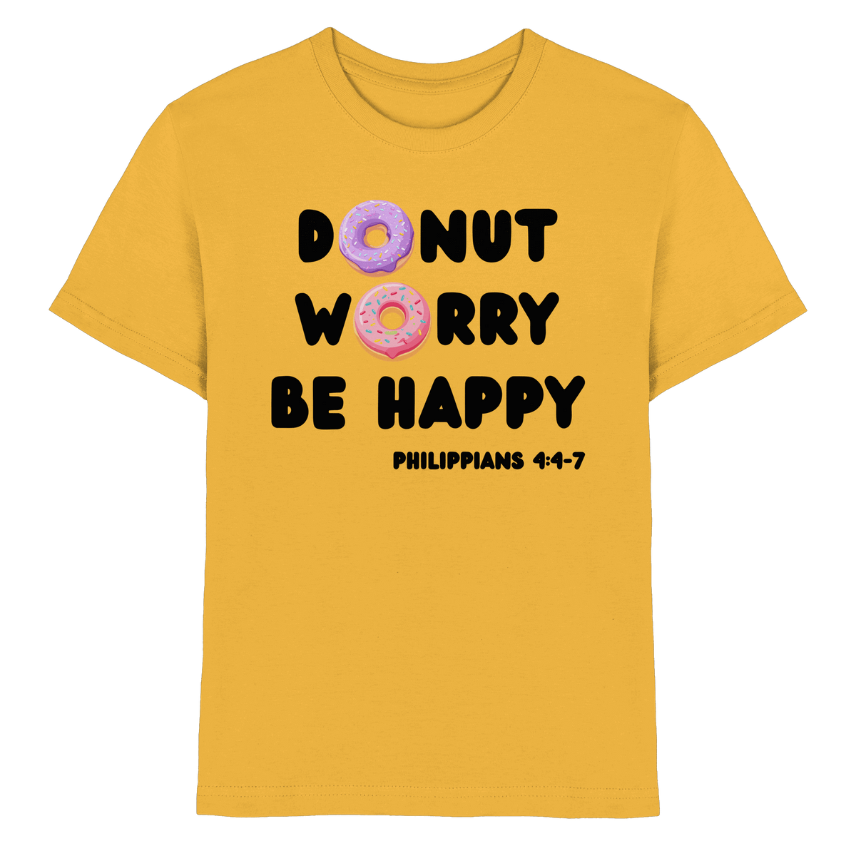 Donut Worry, Be Happy – Philipper 4,4–7 | Christliches Donut Design - Kids Premium Shirt - Kids & Babys - Gold - GfoitMa