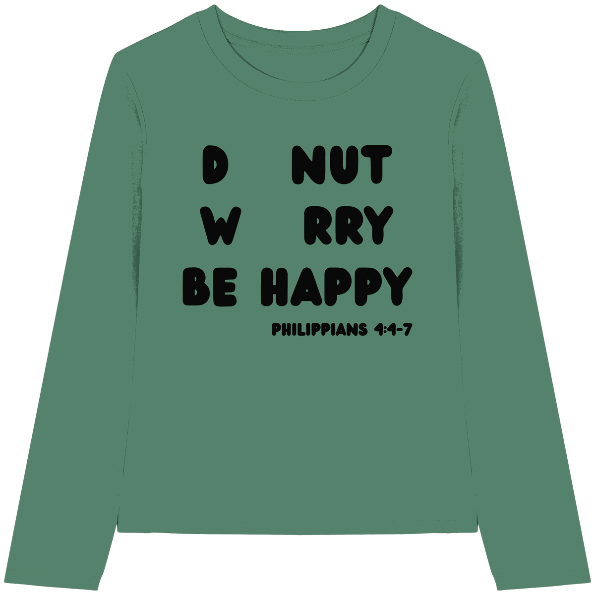 Donut Worry, Be Happy – Philipper 4,4–7 | Christliches Donut Design - Womens Organic Longsleeve T-Shirt - Lady-Shirts - Green Bay - GfoitMa