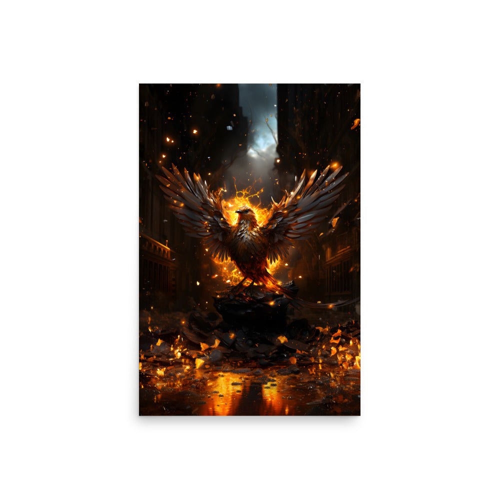 Feurige Kraft: Die Taube (Heilige Geist) inmitten der Flammen - Poster