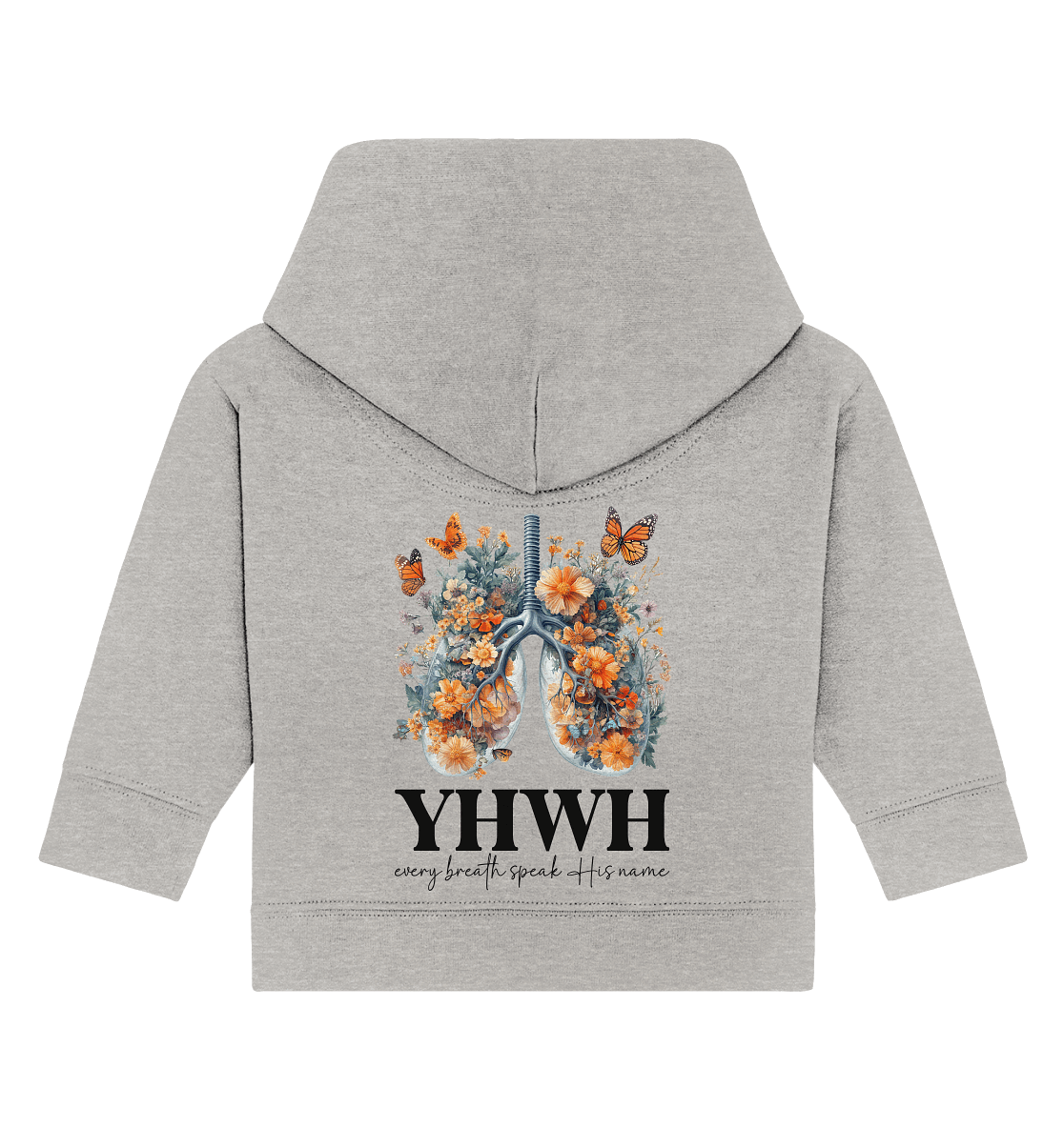 Every Breath Speak His Name – Leben, das Lobpreis atmet | Christliche Kleidung - Baby Organic Hoodie - Kids & Babys - Heather Grey - GfoitMa