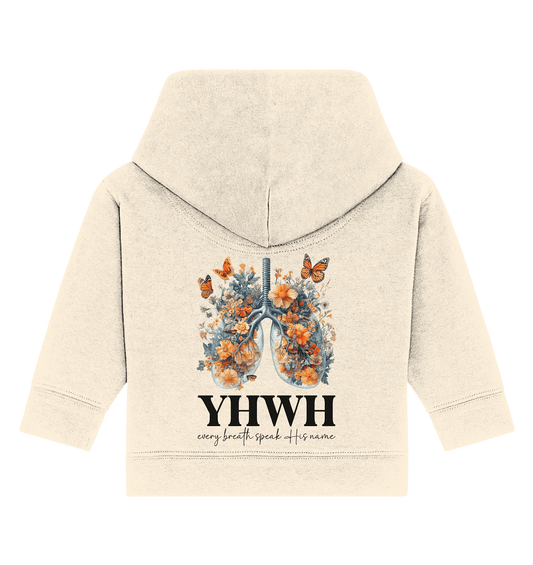 Every Breath Speak His Name – Leben, das Lobpreis atmet | Christliche Kleidung - Baby Organic Hoodie - Kids & Babys - Natural Raw - GfoitMa