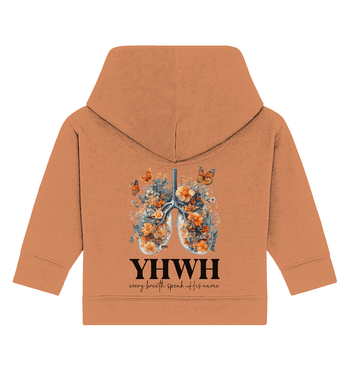 Every Breath Speak His Name – Leben, das Lobpreis atmet | Christliche Kleidung - Baby Organic Hoodie - Kids & Babys - Volcano Stone - GfoitMa