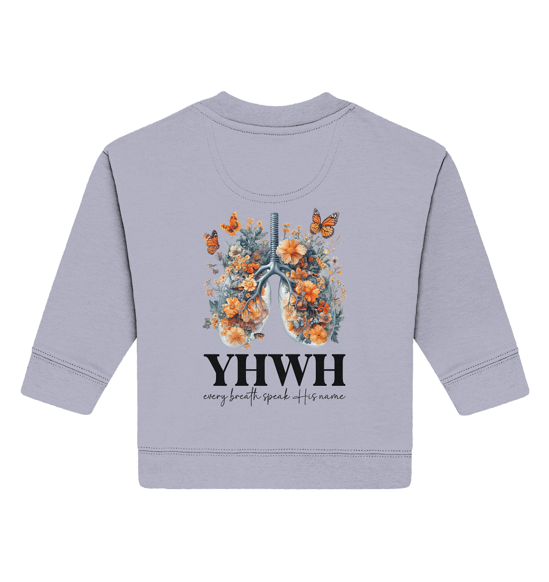 Every Breath Speak His Name – Leben, das Lobpreis atmet | Christliche Kleidung - Baby Organic Sweatshirt - Kids & Babys - Serene Blue - GfoitMa