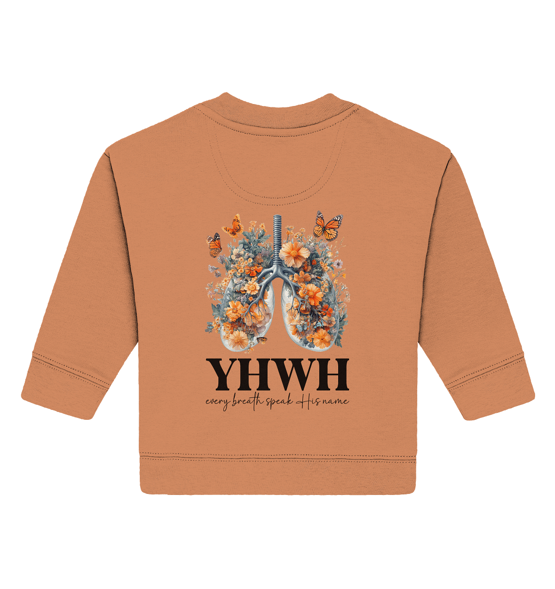 Every Breath Speak His Name – Leben, das Lobpreis atmet | Christliche Kleidung - Baby Organic Sweatshirt - Kids & Babys - Volcano Stone - GfoitMa