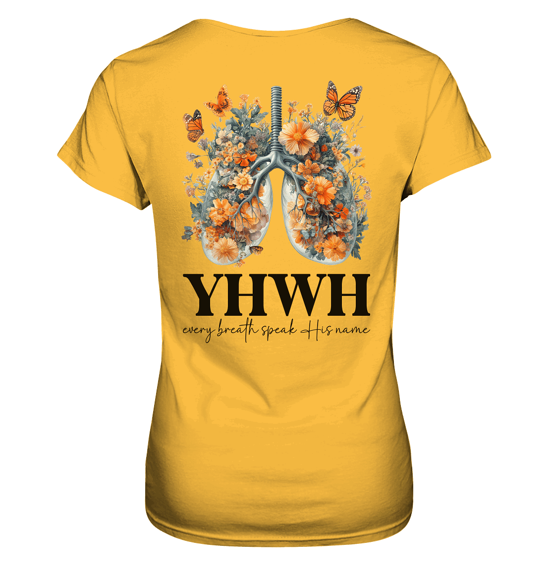 Every Breath Speak His Name – Leben, das Lobpreis atmet | Christliche Kleidung - Ladies Premium Shirt - Lady-Shirts - Gold - GfoitMa