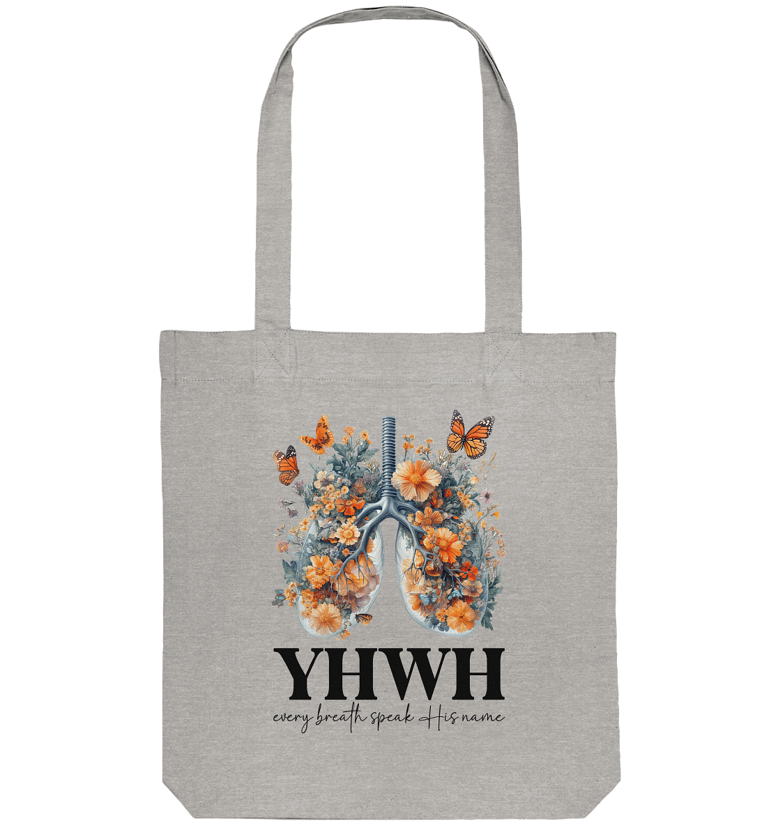 Every Breath Speak His Name – Leben, das Lobpreis atmet | Christliche Kleidung - Organic Tote-Bag - Taschen - Heather Grey - GfoitMa