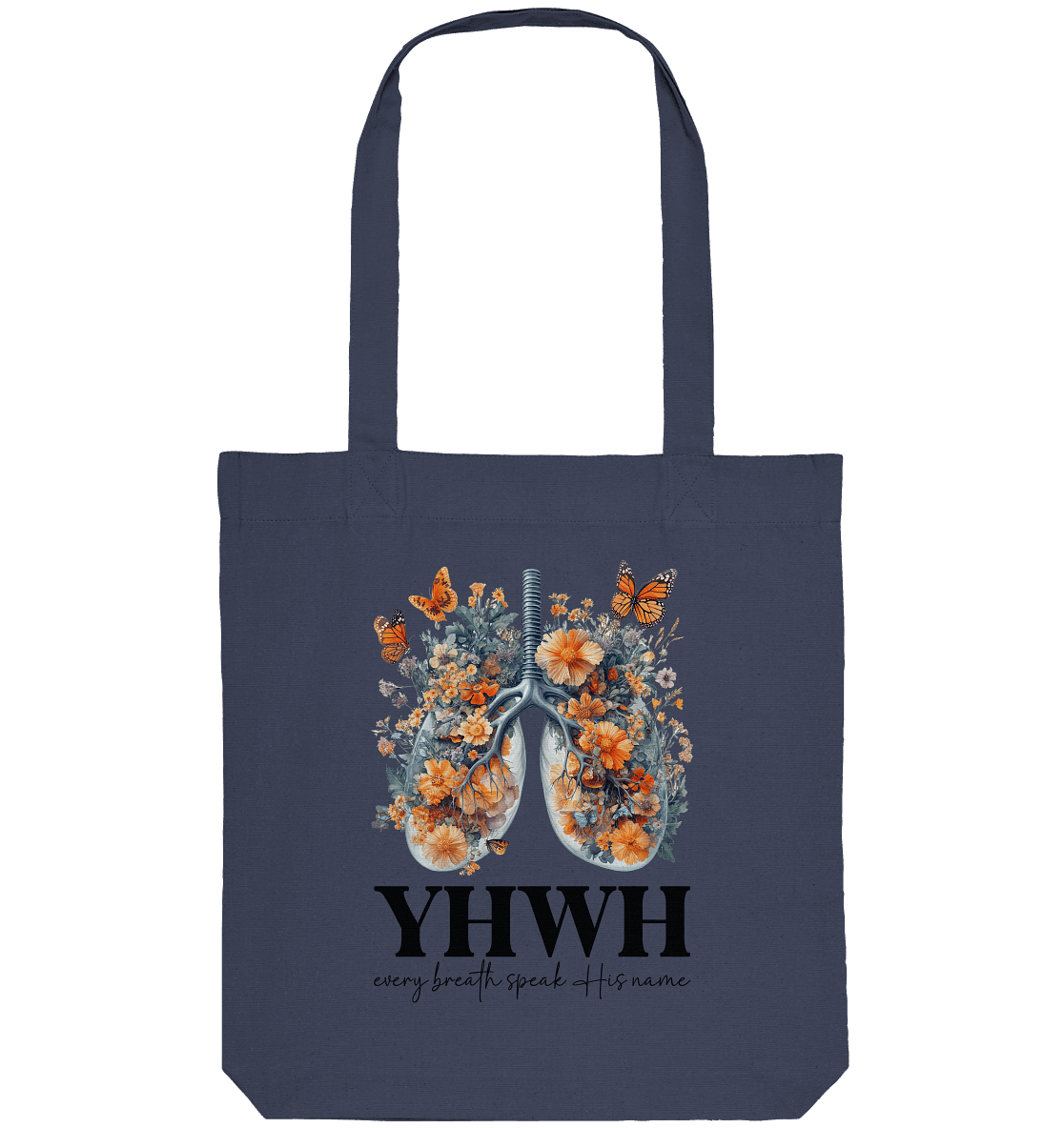 Every Breath Speak His Name – Leben, das Lobpreis atmet | Christliche Kleidung - Organic Tote-Bag - Taschen - Midnight Blue - GfoitMa
