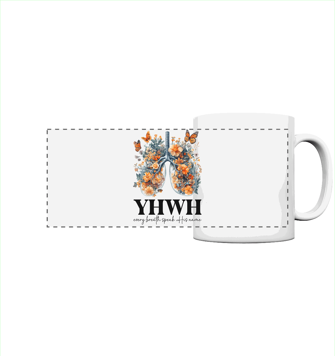 Every Breath Speak His Name – Leben, das Lobpreis atmet | Christliche Kleidung - Panorama Tasse - Trinkgefäße - White glossy - GfoitMa