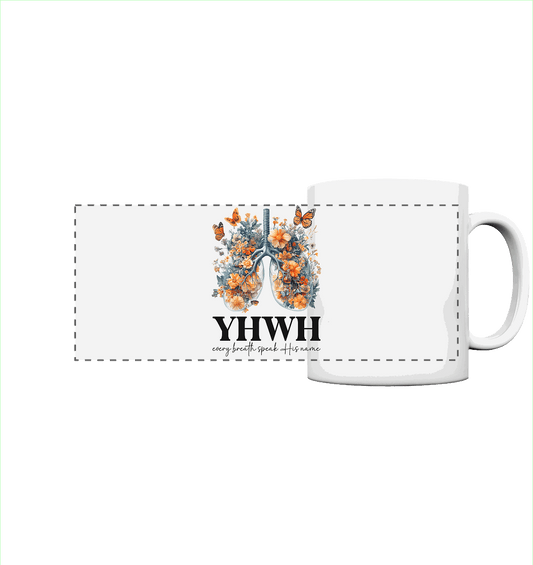 Every Breath Speak His Name – Leben, das Lobpreis atmet | Christliche Kleidung - Panorama Tasse - Trinkgefäße - White glossy - GfoitMa