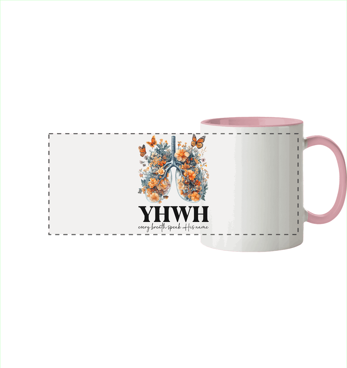 Every Breath Speak His Name – Leben, das Lobpreis atmet | Christliche Kleidung - Panorama Tasse zweifarbig - Trinkgefäße - Altrosa - GfoitMa
