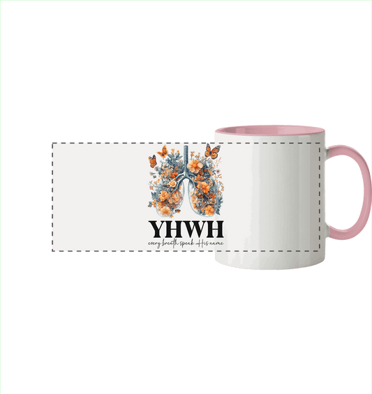 Every Breath Speak His Name – Leben, das Lobpreis atmet | Christliche Kleidung - Panorama Tasse zweifarbig - Trinkgefäße - Altrosa - GfoitMa