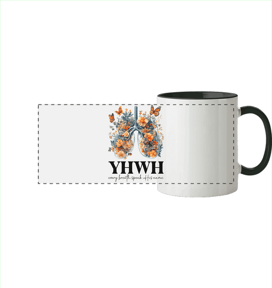 Every Breath Speak His Name – Leben, das Lobpreis atmet | Christliche Kleidung - Panorama Tasse zweifarbig - Trinkgefäße - Black - GfoitMa