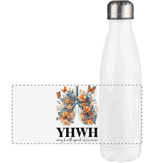 Every Breath Speak His Name – Leben, das Lobpreis atmet | Christliche Kleidung - Panorama Thermoflasche 500ml - Trinkgefäße - White - GfoitMa