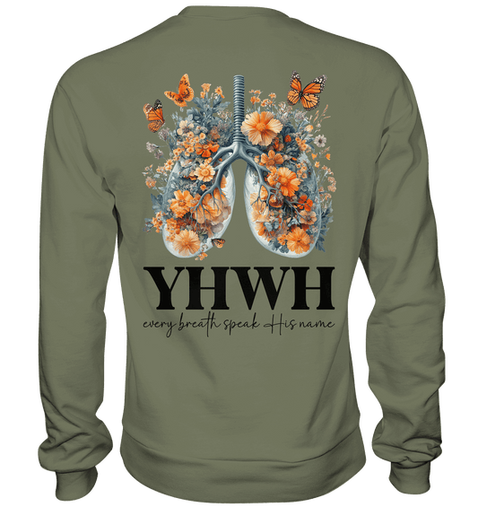 Every Breath Speak His Name – Leben, das Lobpreis atmet | Christliche Kleidung - Premium Sweatshirt - Sweatshirts - Classic Olive - GfoitMa