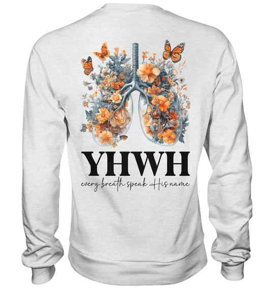 Every Breath Speak His Name – Leben, das Lobpreis atmet | Christliche Kleidung - Premium Sweatshirt - Sweatshirts - Heather Grey (meliert) - GfoitMa