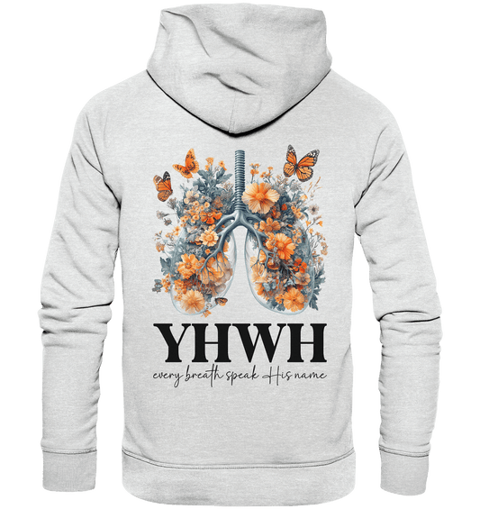 Every Breath Speak His Name – Leben, das Lobpreis atmet | Christliche Kleidung - Premium Unisex Hoodie - Hoodies - Heather Grey (meliert) - GfoitMa