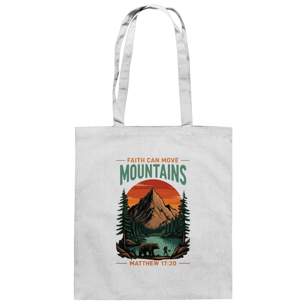 Faith Can Move Mountains | Christliches Design inspiriert von Matthäus 17,20 - Baumwolltasche - Taschen - White - GfoitMa