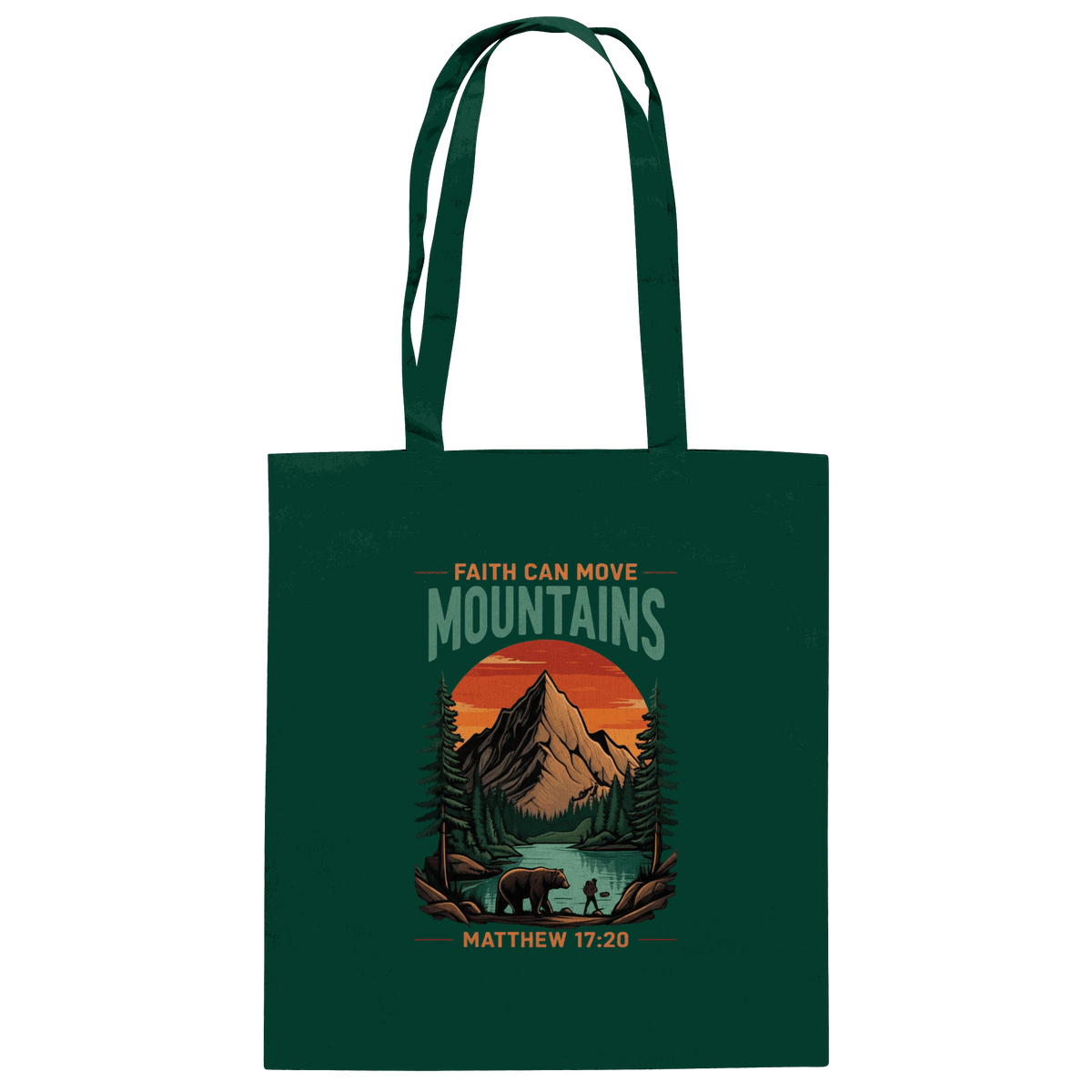Faith Can Move Mountains | Christliches Design inspiriert von Matthäus 17,20 - Baumwolltasche - Taschen - Bottle Green - GfoitMa