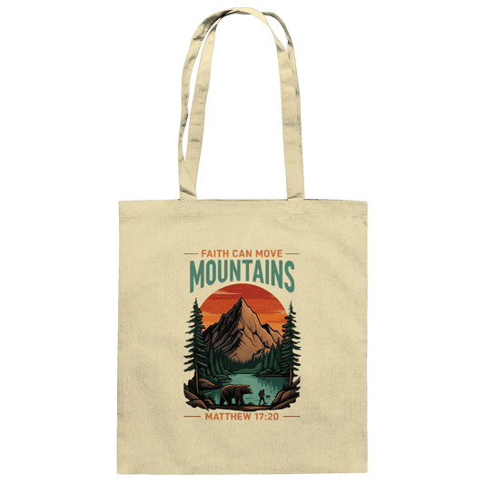 Faith Can Move Mountains | Christliches Design inspiriert von Matthäus 17,20 - Baumwolltasche - Taschen - Natural - GfoitMa