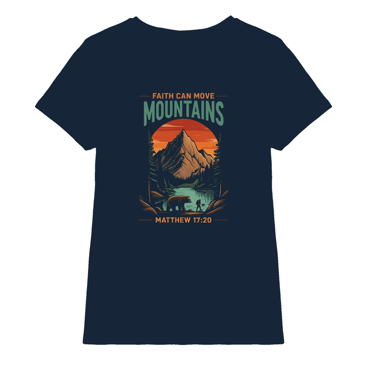 Faith Can Move Mountains | Christliches Design inspiriert von Matthäus 17,20 - Ladies Premium Shirt - Lady-Shirts - Navy - GfoitMa