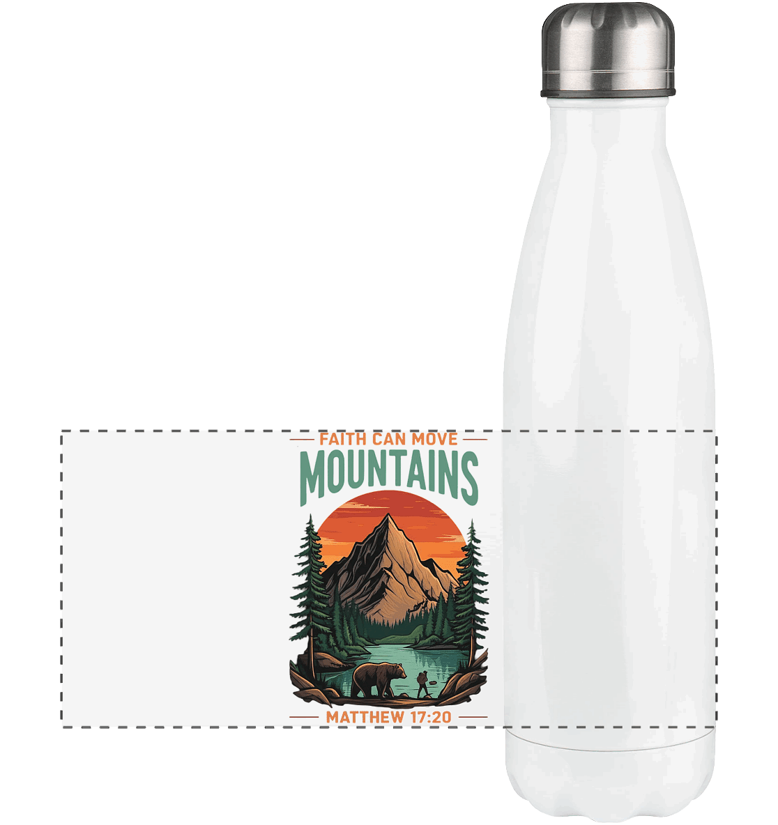 Faith Can Move Mountains | Christliches Design inspiriert von Matthäus 17,20 - Panorama Thermoflasche 500ml - Trinkgefäße - White - GfoitMa