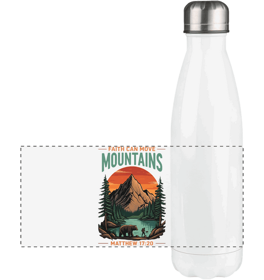 Faith Can Move Mountains | Christliches Design inspiriert von Matthäus 17,20 - Panorama Thermoflasche 500ml - Trinkgefäße - White - GfoitMa