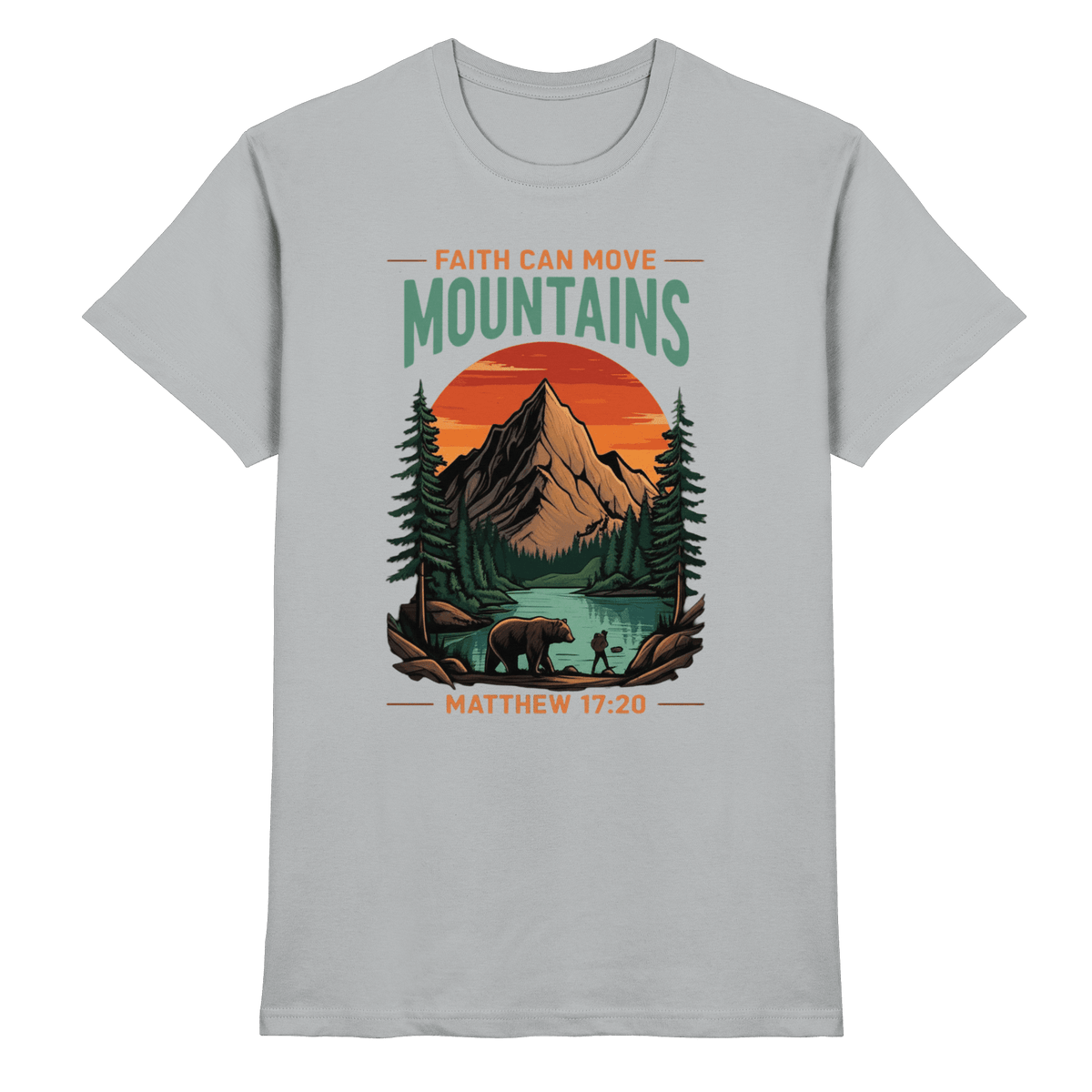 Faith Can Move Mountains | Christliches Design inspiriert von Matthäus 17,20 - Premium Shirt - Unisex-Shirts - Pacific Grey - GfoitMa