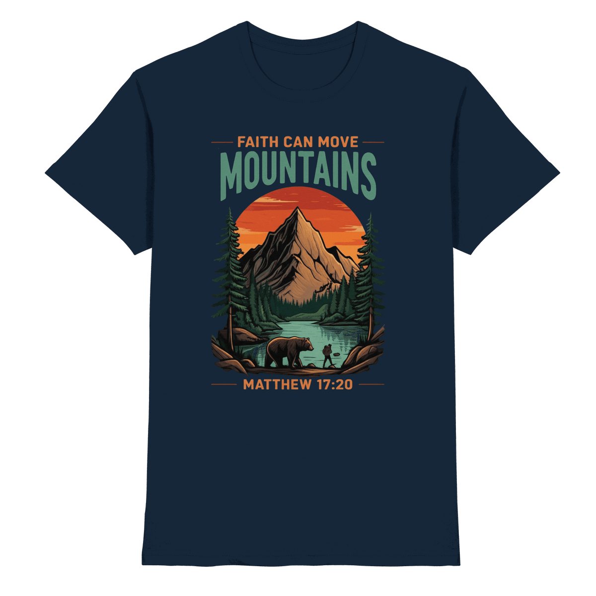 Faith Can Move Mountains | Christliches Design inspiriert von Matthäus 17,20 - Premium Shirt - Unisex-Shirts - Navy - GfoitMa