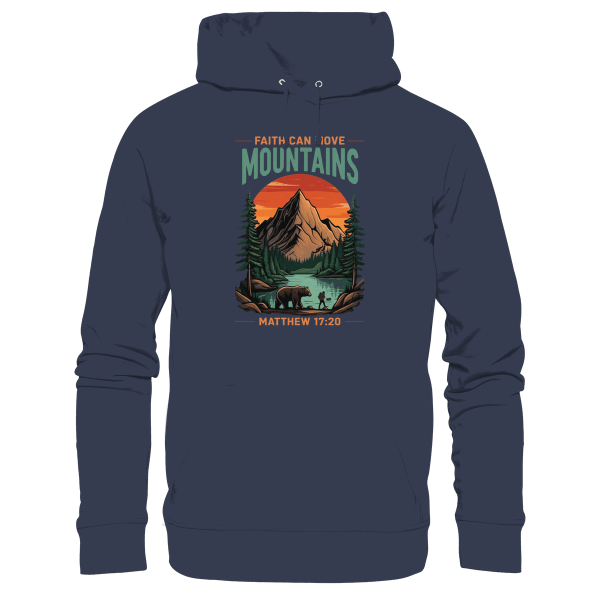 Faith Can Move Mountains | Christliches Design inspiriert von Matthäus 17,20 - Premium Unisex Hoodie - Hoodies - Deep Navy - GfoitMa
