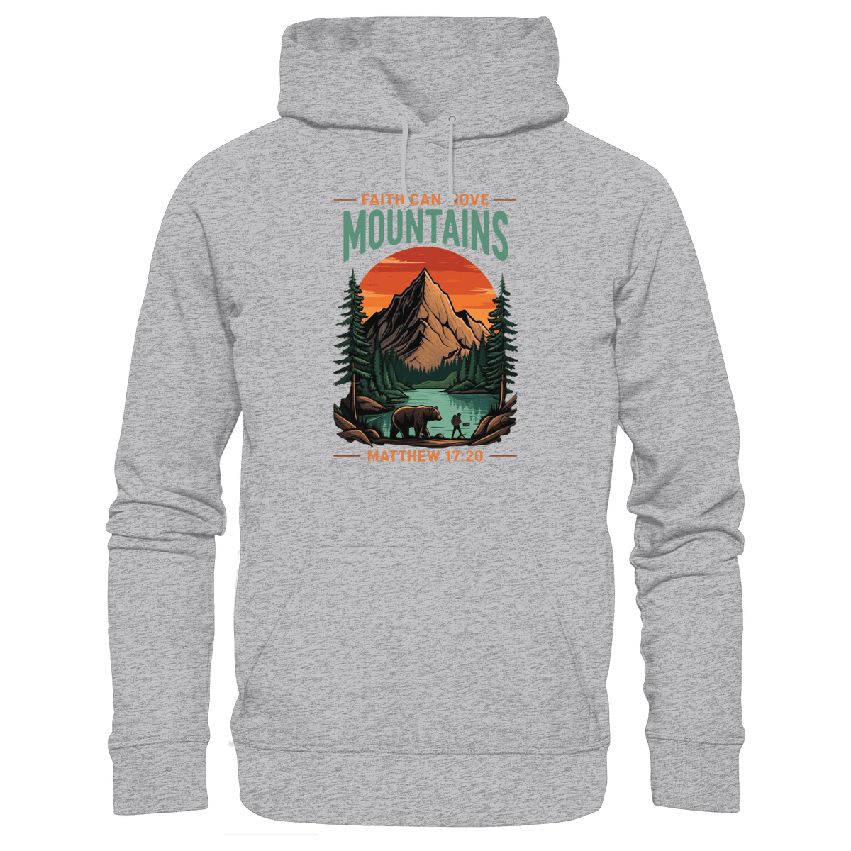 Faith Can Move Mountains | Christliches Design inspiriert von Matthäus 17,20 - Premium Unisex Hoodie - Hoodies - Heather Grey (meliert) - GfoitMa