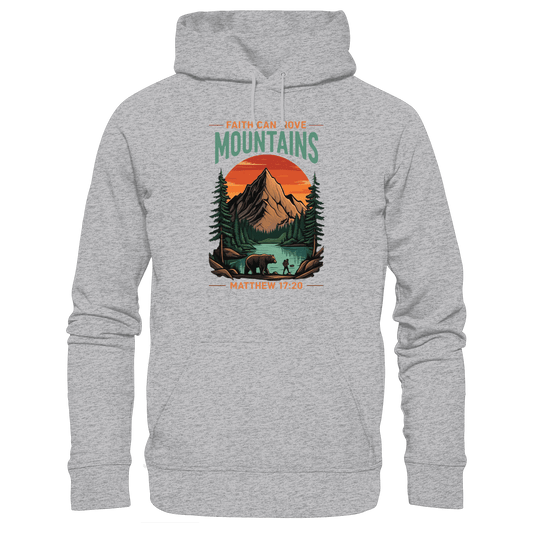 Faith Can Move Mountains | Christliches Design inspiriert von Matthäus 17,20 - Premium Unisex Hoodie - Hoodies - Heather Grey (meliert) - GfoitMa