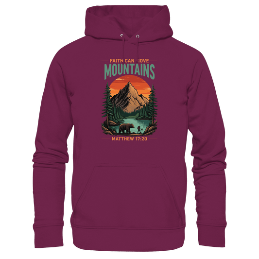 Faith Can Move Mountains | Christliches Design inspiriert von Matthäus 17,20 - Premium Unisex Hoodie - Hoodies - Burgund - GfoitMa