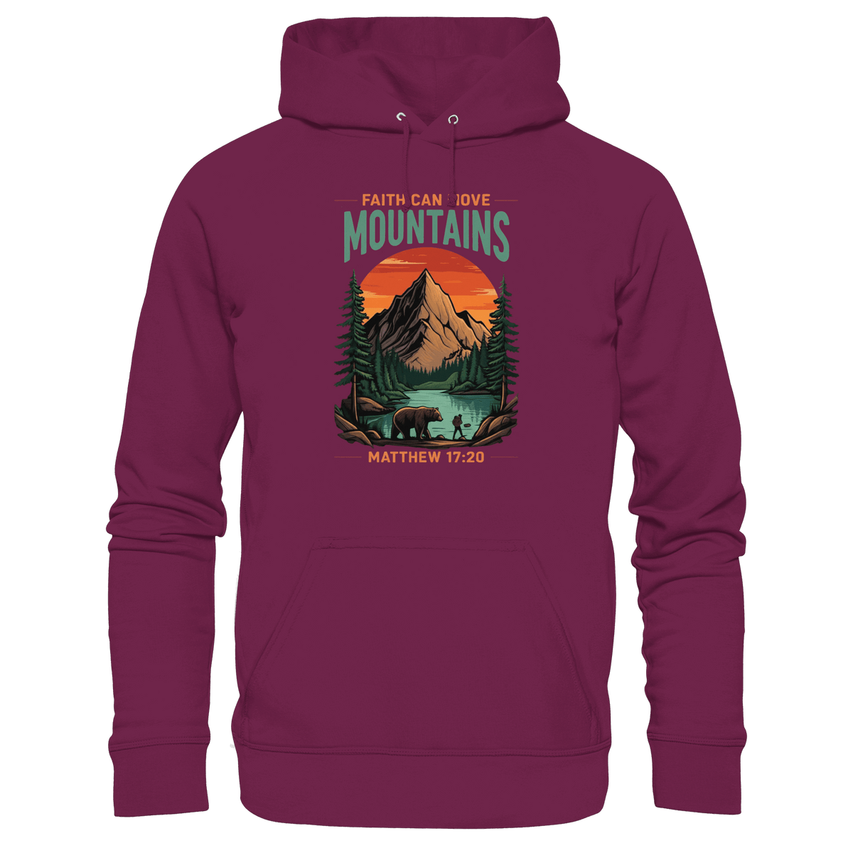 Faith Can Move Mountains | Christliches Design inspiriert von Matthäus 17,20 - Premium Unisex Hoodie - Hoodies - Burgund - GfoitMa