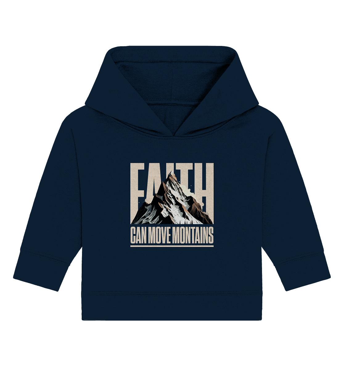 Faith Can Move Mountains – Glaube, der Grenzen überwindet | Christliche Kleidung - Baby Organic Hoodie - Kids & Babys - French Navy - GfoitMa