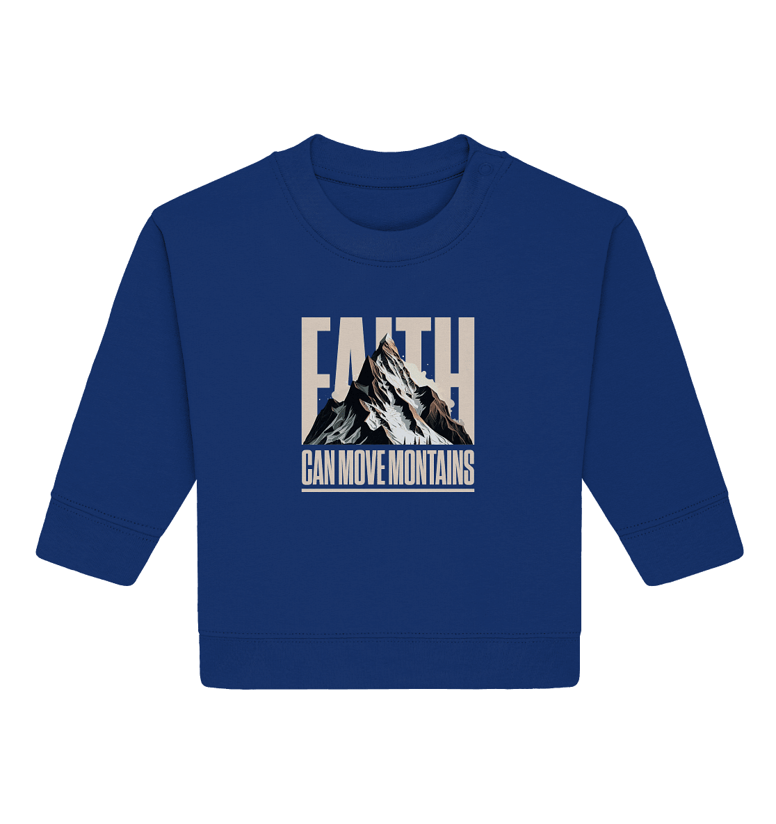 Faith Can Move Mountains – Glaube, der Grenzen überwindet | Christliche Kleidung - Baby Organic Sweatshirt - Kids & Babys - Majorelle Blue - GfoitMa