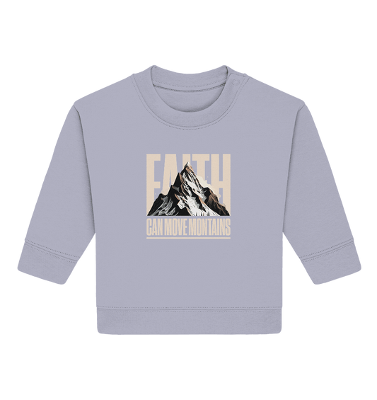 Faith Can Move Mountains – Glaube, der Grenzen überwindet | Christliche Kleidung - Baby Organic Sweatshirt - Kids & Babys - Serene Blue - GfoitMa