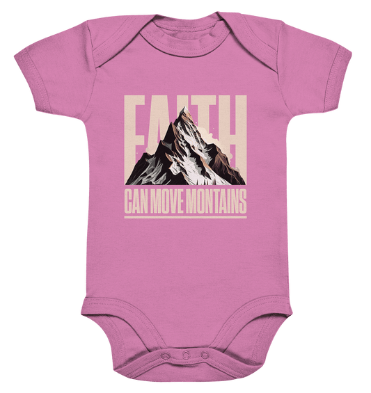 Faith Can Move Mountains – Glaube, der Grenzen überwindet | Christliche Kleidung - Organic Baby Bodysuit - Kids & Babys - Bubble Gum Pink - GfoitMa