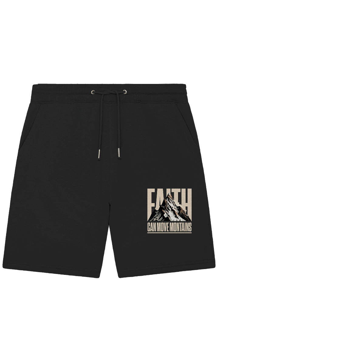 Faith Can Move Mountains – Glaube, der Grenzen überwindet | Christliche Kleidung - Organic Jogger Shorts - Hosen - Black - GfoitMa