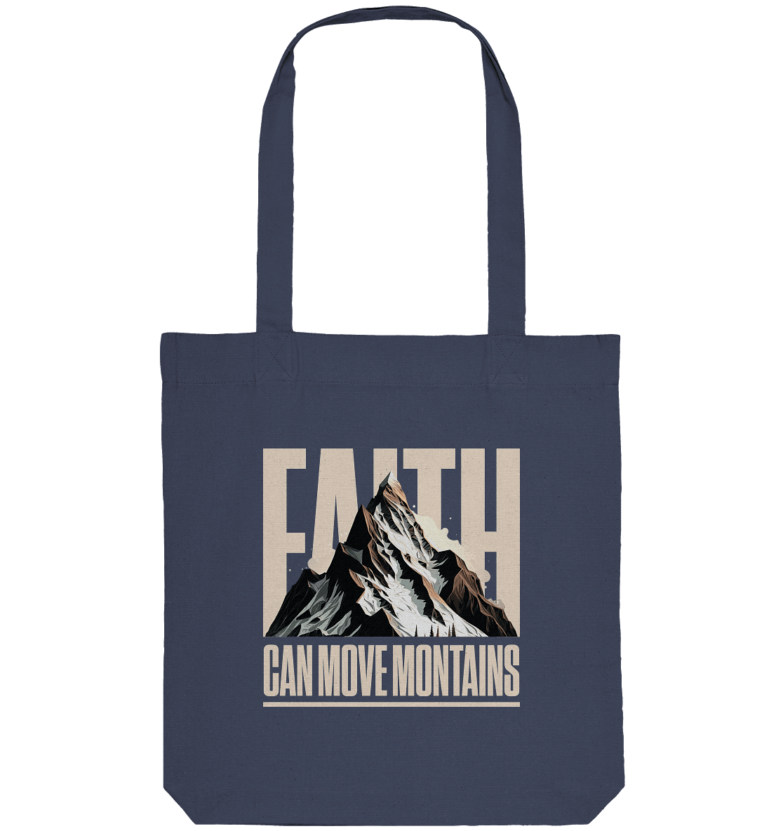 Faith Can Move Mountains – Glaube, der Grenzen überwindet | Christliche Kleidung - Organic Tote-Bag - Taschen - Midnight Blue - GfoitMa