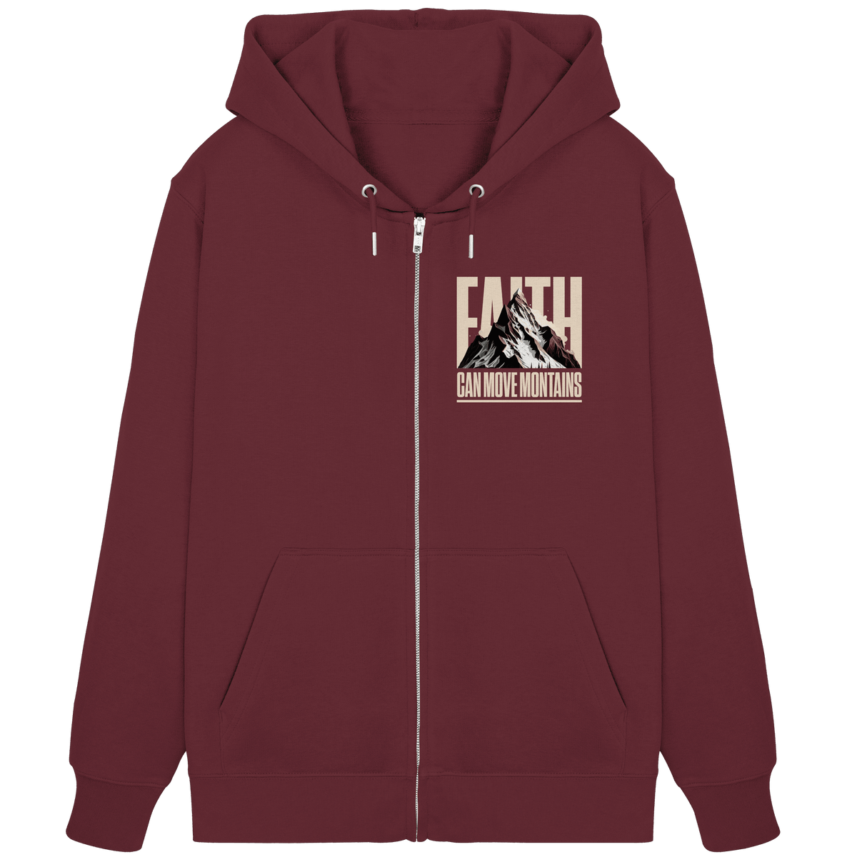 Faith Can Move Mountains – Glaube, der Grenzen überwindet | Christliche Kleidung - Organic Zipper - Jacken/ Zipper - Burgundy - GfoitMa